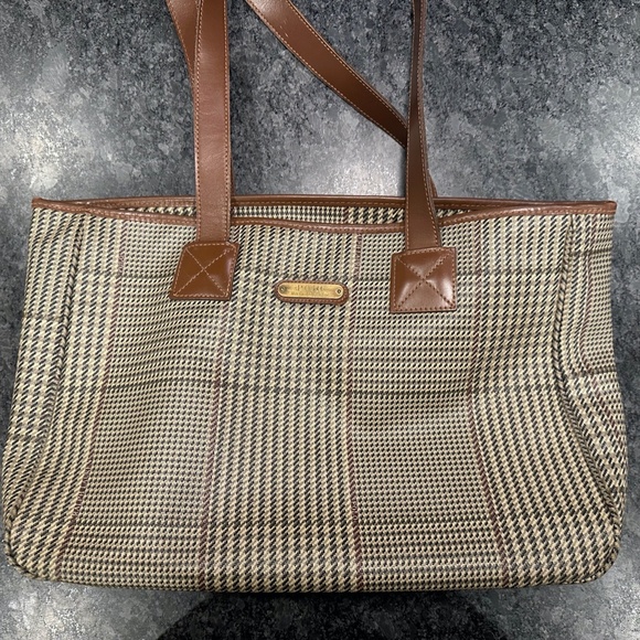 3 Vintage Ralph Lauren Polo Houndstooth Weekender Duffle Bag, Tote Bag & Dopp Ki - Picture 9 of 16